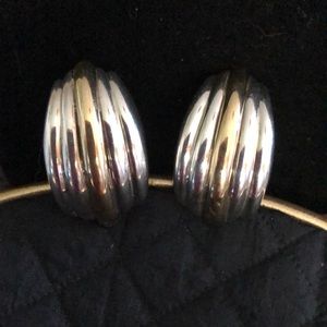 Vtg Sterling Silver & 18k Gold Clip-on Earrings